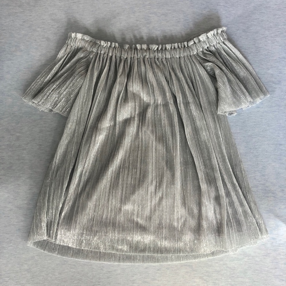 Express Silver Off-the-Shoulder Top